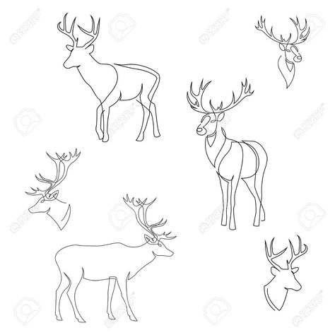 Reindeer Tattoo Design, Deer Line Tattoo, Reindeer Line Art, Fine Line Deer Tattoo, Deer Line Drawing, Deer Line Art, Reindeer Tattoo, One Line Design, Deer Head Tattoo