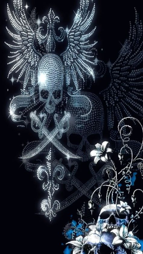 Scene Emo Wallpaper, 2000s Background, Emo Skull, 2000s Wallpaper, Skull And Flowers, Y2k Background, Scene Wallpaper, 2000s Emo, Goth Wallpaper