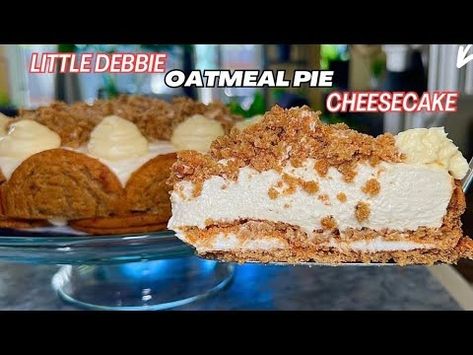 Little Debbie Oatmeal Creme Pie No Bake Cheesecake - YouTube Little Debbie Cheesecake Recipe, Philadelphia No Bake Cheesecake Filling Recipes, Pie No Bake, Oatmeal Cream Pie, Holiday Deserts, Creme Pie, Oatmeal Pie, No Bake Cheesecake Filling, Oatmeal Creme Pie