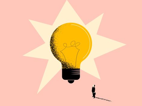 idea light bulb illustration by Konopelski Coy on Dribbble Lightbulb Illustration Graphics, Idea Illustration Lightbulb, Light Bulb Graphic Design, Spark Illustration, Believe Illustration, Lightbulb Illustration, Lightbulb Logo, Light Bulb Graphic, Bulb Illustration