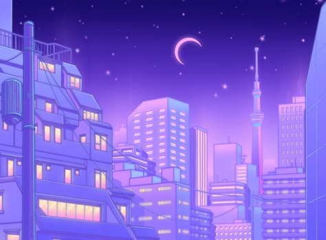 Tokyo Nights by Elora 🌙 Tokyo Aesthetic, Vaporwave Wallpaper, Wallpaper Computer, Tokyo Night, Anime City, Images Kawaii, Cute Desktop Wallpaper, City Background, Aesthetic Desktop Wallpaper