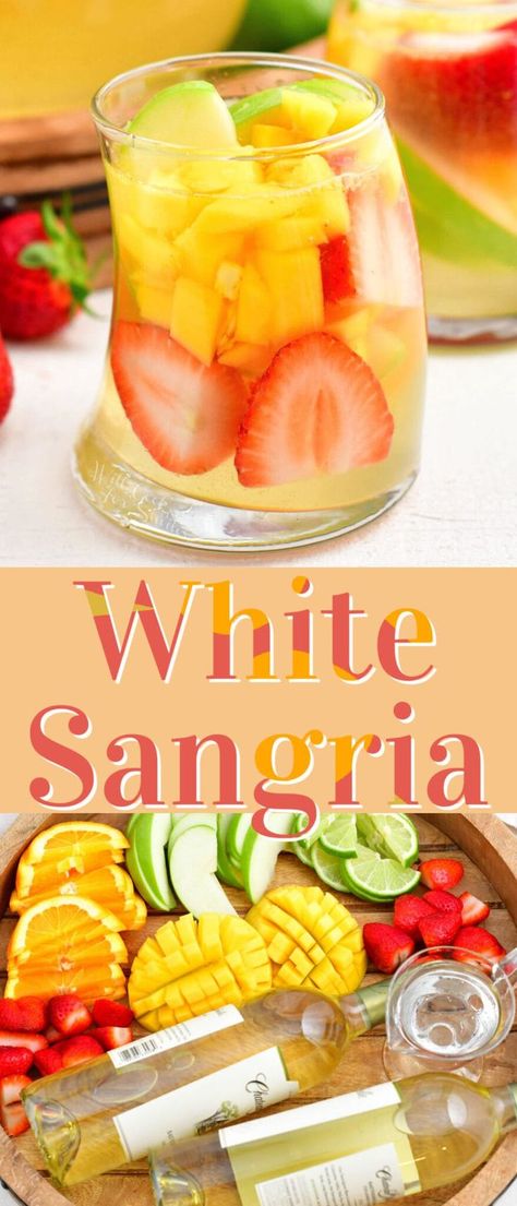 White Sangria is a fruity, sweet wine cocktail that's bursting with fresh flavors of citrus, apples, strawberries, and mango. This is a bright, classic wine cocktail that no summertime celebration… Summer Wine Cocktails, Mango Sangria, Wine Mixed Drinks, White Sangria Recipe, White Wine Sangria, Fun Summer Drinks, Wine Flavors, Sweet White Wine, White Sangria