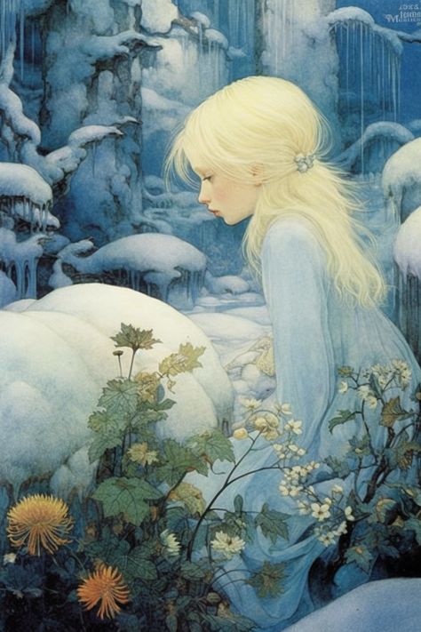 The Snow Queen Illustration, Snow Queen Illustration, Snow Maiden, Snow Princess, Sketchbook Drawings, Jewel Colors, Fairies Elves, Witch House, Princess Art