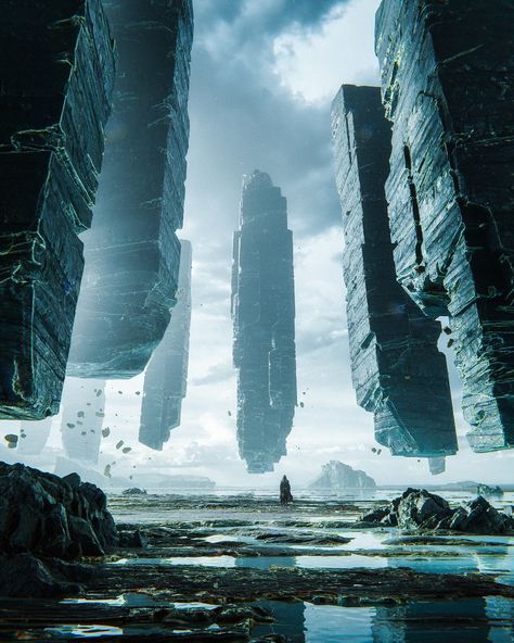 ArtStation - Guiding Pillars Galaxy Photos, Sci Fi Landscape, Surreal Landscape, New Architecture, My Fantasy World, Landscape Concept, Fantasy Places, Futuristic City, Fantasy Art Landscapes