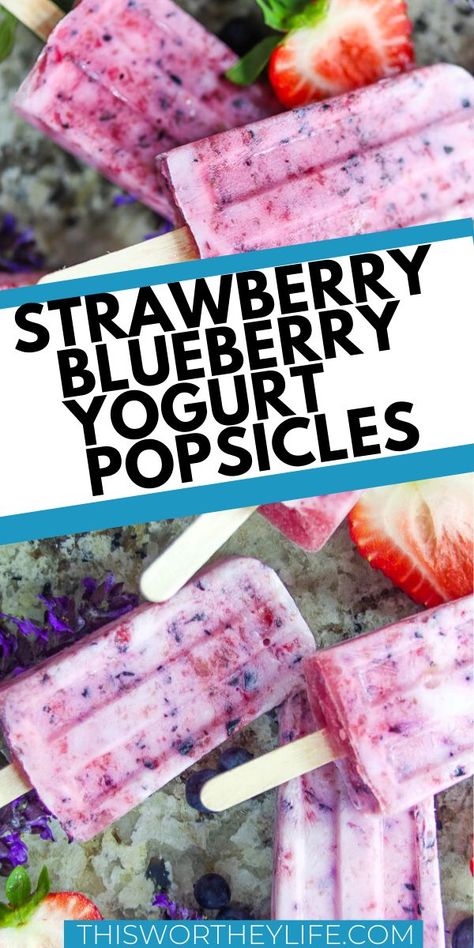 Blueberry Yogurt Popsicles, Popcicles Recipes, Summer Popsicle Recipes, Yogurt Popsicle Recipes, Fruit Popsicle Recipes, Easy Popsicle Recipes, Homemade Fruit Popsicles, Frozen Fruit Bars, Healthy Popsicle Recipes