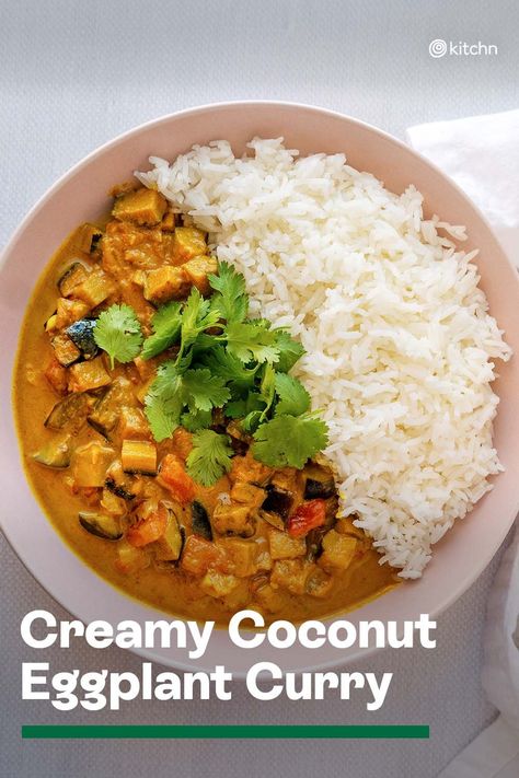 Eggplant Coconut Curry, Penang Curry Recipe, Recipe With Eggplant, Curry Eggplant, Creamy Eggplant, Thai Eggplant, Curry With Coconut Milk, Baby Eggplant, Eggplant Curry