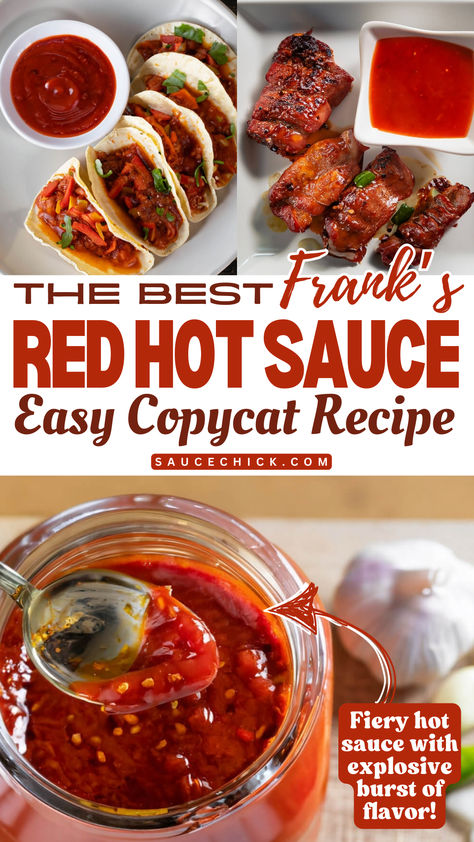 Red Hot Sauce In The Style Of Frank’s Recipe Homemade Franks Red Hot Sauce, Homemade Franks Hot Sauce, Copycat Franks Red Hot Sauce, Diy Franks Red Hot Sauce, Franks Hot Sauce Recipes, Franks Red Hot Wing Sauce Recipes, Fire Sauce Recipe, Chitterlings Recipe, Franks Recipes