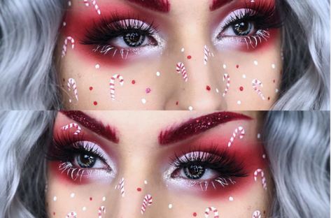 40 Easy Steps Eye Makeup Tutorial For Beginners To Look Great! - Page 23 of 40 - Latest Fashion Trends For Woman Mohawk Wig, Easy Eye Makeup Tutorial, Xmas Makeup, Christmas Eyeshadow, Halloween Make-up Looks, Christmas Eye Makeup, Christmas Makeup Look, Holiday Makeup Looks, Make Up Inspiration