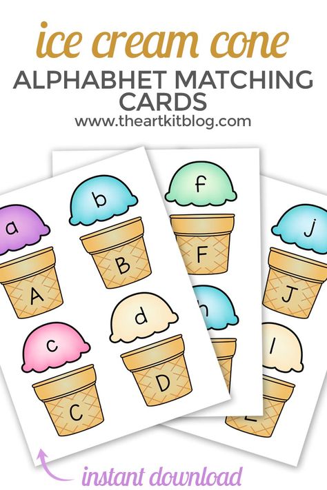 Summer Preschool, Alphabet Matching, Ice Cream Theme, Alphabet Activities Preschool, Letter Activities, Alphabet Worksheets, Printables For Kids, Matching Cards, Preschool Learning Activities