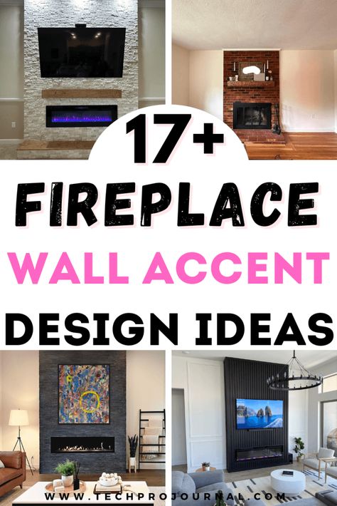 FIREPLACE WALL ACCENT DESIGN IDEAS Fireplace Wall Tile Floor To Ceiling, Living Room Accent Wall Ideas With Tv And Fireplace Diy, Fireplace Accent Wall Ideas, Accent Wall Fireplace, Tiled Fireplace Wall, Wall Hanging Fireplace, Above Fireplace Ideas, Fireplace Accent Wall, Fire Feature Wall