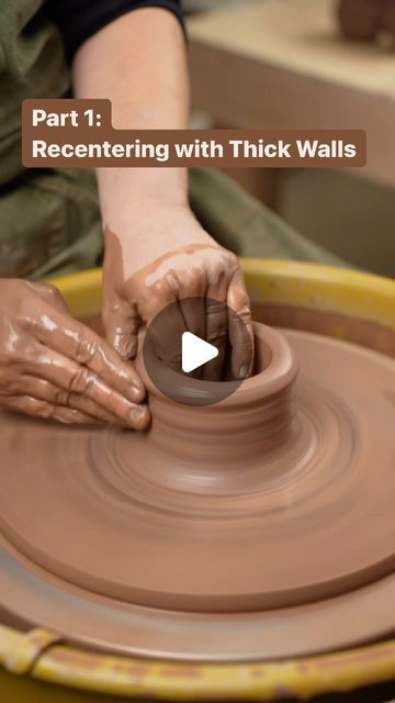 Twisted Clay Studio on Instagram: "Here’s a little two part series on how to recenter your clay when it starts wobbling on the wheel.  #pottery #ceramics #handmade #clay #art #ceramic #ceramicart #stoneware #potterylove #instapottery #wheelthrown #handmadepottery #pottersofinstagram #handmadeceramics  #tableware #contemporaryceramics #potterystudio #artist #glaze #potter #potterylife #potteryteacher #potterylife #potteryteacher #potterylesson #potteryhowto #potterytutorial" Pottery Videos Wheel, Throwing Pottery Videos, Pottery Ideas Wheel Thrown, Ceramic Tutorials, Wheel Pottery, Pottery Throwing, Pottery Leaf, Pottery Tips, Ceramics Sculpture