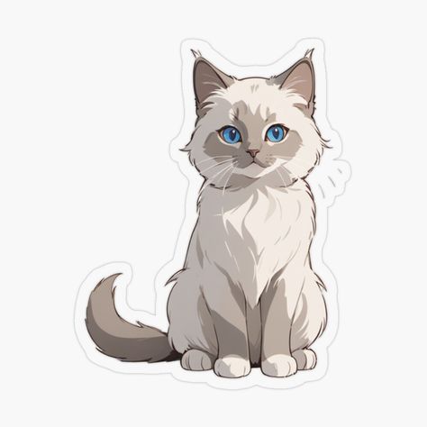 White Cat With Blue Eyes, Fluffy White Cat, Eyes Sticker, League Of Legends Poster, Kitten Stickers, Kitten Drawing, Sticker Design Inspiration, Science Stickers, Cat With Blue Eyes