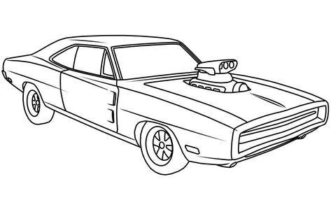 Dodge Charger Drawing, Charger Drawing, Dodge Charger Art, 2023 Cars, Car Drawing Pencil, Car Drawing Easy, Dodge Challenger 1970, Aesthetic Car Accessories, Tractor Coloring Pages