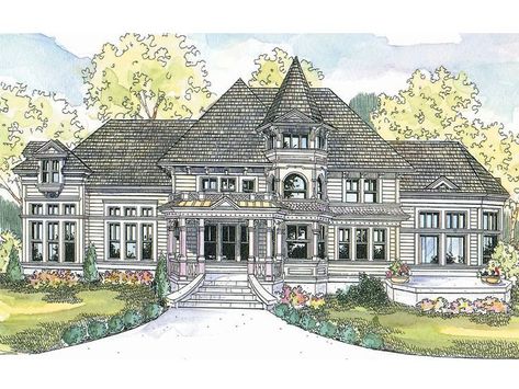 051H-0127: Luxury House Plan with Victorian Details Queen Anne House Plans, Victorian House Plan, Queen Anne House, European Plan, Victorian House Plans, Victorian Style House, Luxury Plan, European House Plan, Tower House