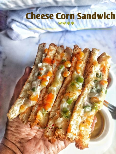 Cheese Corn Sandwich recipe Cheese Corn Sandwich, Corn Sandwich Recipe, Recipe With Mayonnaise, Recipe Sandwich, Vegetarian Platter, Multi Grain Bread, Veg Recipe, Cheese Corn, Cheese Sandwich Recipes