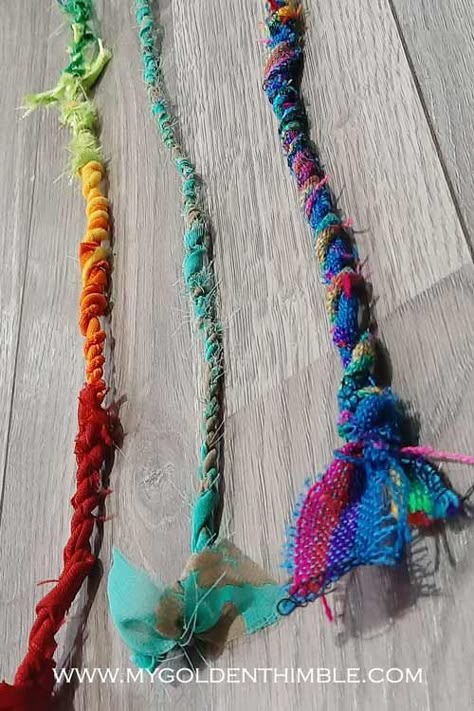 How to Make Fabric Twine. Using ANY Scraps of Fabric. Fabric Rope How To Make, Twisted Fabric Twine, Fabric Scrap Twine, How To Make Fabric Twine, Yarn Braiding Crafts, Crochet With Fabric Strips, Diy Fabric Tassel, Boho Fabric Pattern, Scraps Of Fabric Projects