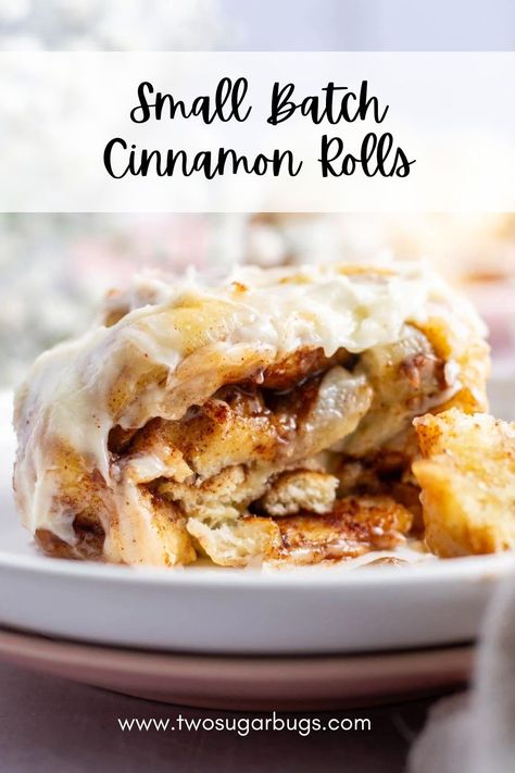 Gooey small batch cinnamon rolls are soft and fluffy. The roll dough is easy to make without a mixer and creates 6 rolls with a thick cream cheese icing. Small Batch Overnight Cinnamon Rolls, Small Batch Of Cinnamon Rolls, Cinnamon Rolls Homemade Small Batch, Small Batch Cinnamon Rolls Homemade, Small Batch Cinnamon Roll Recipe, Cinnamon Rolls Small Batch, Connamon Rolls, Small Batch Cinnamon Rolls, Kidney Friendly Recipes Renal Diet