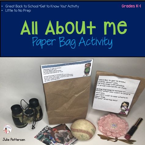 All About Me Paper Bag Activity FREEBIE is a great get to know you activity for back to school. Students fill the bag with various mementos, photos and trinkets to tell about themselves and share with the class. Use the included poem as a bag topper. All About Me Paper, Cucumber Trellis Diy, Activity Kindergarten, Introduction Activities, First Week Activities, Get To Know Your Students, Me Bag, Back To School Activity, Get To Know You Activities