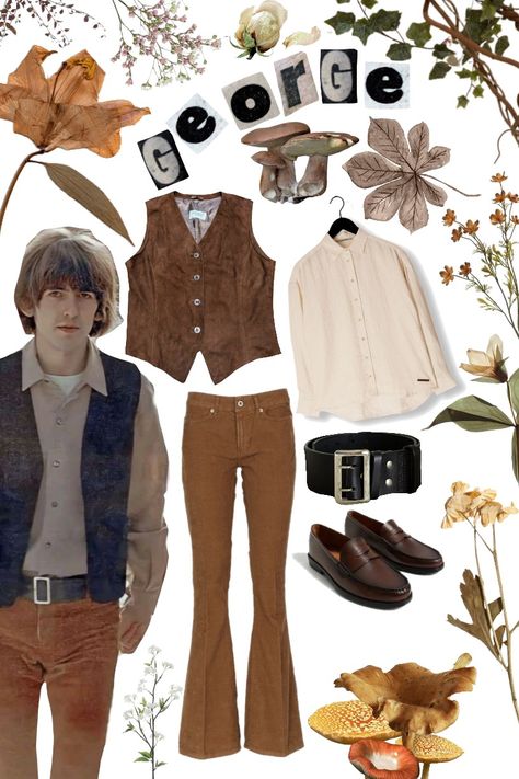 George Harrison inspired outfit 🍂 George Harrison Outfit Ideas, Outfits Inspired By The Beatles, Beatles Aesthetic Outfit, The Beatles Inspired Outfits, The Beatles Outfit Ideas, George Harrison Outfit, George Harrison Style, Beatles Inspired Outfits, The Beatles Fashion