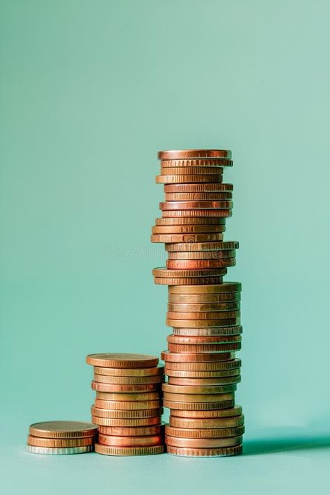 Coins stacked in a graph-like arrangement, illustrating financial growth stock image Growth Graph, Financial Growth, Investment Banking, Green Background, Vector Background, Green Backgrounds, Banking, Investment, Coin