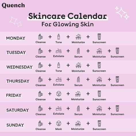 Skin Care Calendar, Skincare Calendar, Weekly Skin Care Routine, Korean Skin Care Secrets, Haut Routine, Skin Care Basics, Face Skin Care Routine, Skin Care Routine Order, Skin Care Guide