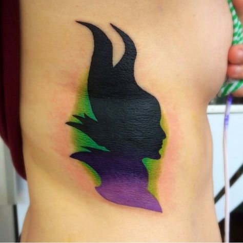 Maleficent silhouette done by @blakeonyourface #inkeddisney Maleficent Silhouette, Duo Tattoo, Maleficent Tattoo, Cinderella Tattoo, Profile Tattoo, Disney Inspired Tattoos, Neo Traditional Tattoos, Matching Tats, Disney Sleeve