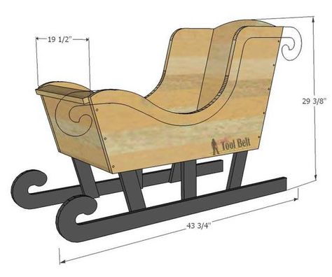 DIY Santa Sleigh with free pattern. Wooden Santa Sleigh Diy, Diy Santa Sleigh Wood Outdoor Christmas, How To Build A Santa Sleigh, Build A Sleigh, Diy Christmas Sleigh Wood, Diy Santa Sleigh And Reindeer, Diy Outdoor Sleigh Christmas Yard, Diy Sleigh Wood, Diy Wooden Sleigh