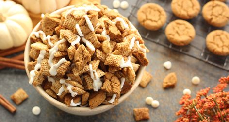 Gingerbread Chex™ Party Mix - Chex Cereal Chex Mix Recipes Gluten Free, Holiday Chex Mix Recipes, Chex Party Mix Recipe, Chex Recipes, Party Mix Recipe, Chex Party Mix, Chocolate Gingerbread, Gluten Free Holiday, Recipes Gluten Free