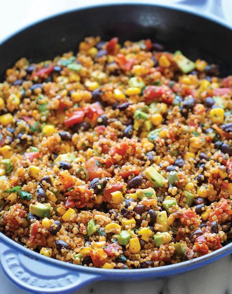 15 One-Skillet Vegan Dinner Recipes - PureWow Quinoa Sausage Recipes, Light Nutritious Meals, Healthy One Dish Meals, Healthy Light Dinner, One Pan Mexican Quinoa, Quinoa Recipes Dinner, Cookies Banane, Quinoa Recipes Easy, Quinoa Recipes Healthy