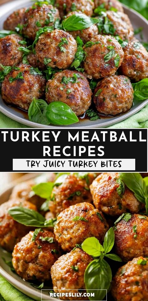 I'm excited to share my favorite turkey meatball recipes with you! These juicy turkey bites are not only delicious but also healthy. They're perfect for a cozy dinner or as a fun appetizer for your next gathering. With fresh herbs and simple ingredients, you'll want to make them again and again! Ground Turkey Dinner Recipes, Turkey Meatballs Recipes, Broccoli Meatballs, Turkey Meatball Recipes, Turkey Meatballs Crockpot, Turkey Bites, Healthy Turkey Meatballs, Homemade Turkey Meatballs, Turkey Broccoli