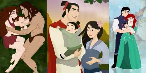 Disney Couples As Parents, Disney Princess As Parents, Disney Princesses As Parents, Disney Characters As Parents, Disney Princess As Moms, Disney Princess And Princes Couple, Disney Princesses As Moms, Princess Names, Elsa And Hans