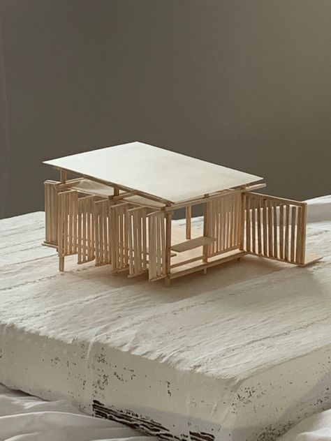 Wood Projects Architecture, Small Structures Architecture, Balsa Architecture Model, Balsa Wood Models Architecture, Architecture Model Photography, Building House Aesthetic, Architectural Models Conceptual, Clay Architecture Model, Site Model Architecture