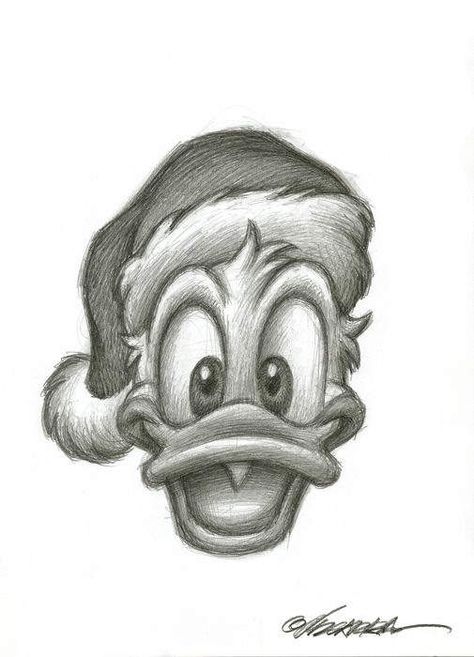 Pencil Drawings Christmas, Christmas Drawings Art Sketch, Christmas Sketches Pencil, Donald Duck Sketch, Sketches Christmas, Disney References, Disney Pencil Drawings, Donald Duck Drawing, Christmas Draw