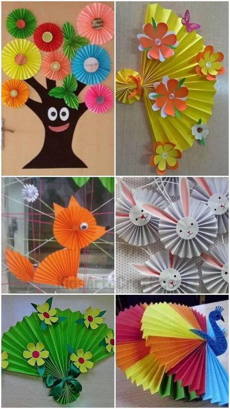 Accordion Paper Craft Ideas for Kids - Kids Art & Craft Accordian Pleats Art For Kids, Paper Pleating, Paper Craft Ideas For Kids, Paper Folding Crafts, Paper Fish, Paper Fox, Papercraft Ideas, Accordion Pleats, Paper Craft Ideas