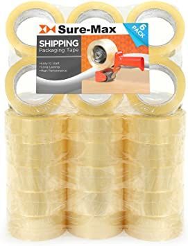 Sure-Max Premium Carton Packing Tape 2.0 mil 330 Feet (110 Yards) - Clear - 4 Cases (144 Rolls Total) Office Tape, Corrugated Carton, Acrylic Glue, Box Tape, Clear Tape, Packaging Tape, Tape Dispenser, Clear Box, Shipping Packaging