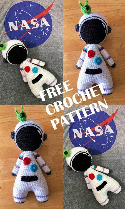 Crochet Astronaut Lovey, Amigurumi Astronaut Free Pattern, Crochet Spaceship Pattern Free, Crochet Astronaut Pattern Free, Crocheted Astronaut, Crochet Astronaut, Space Crochet, Crochet Space, Doll Free Crochet Pattern