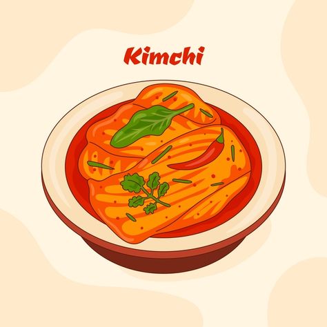 Premium Vector | Hand drawn kimchi illustration Kimchi Drawing, Kimchi Illustration, Kimchi Logo, Korean Food Illustration, Korean Soju, Spoiled Rabbit, Book Diary, Kimchi Recipe, Kim Chi