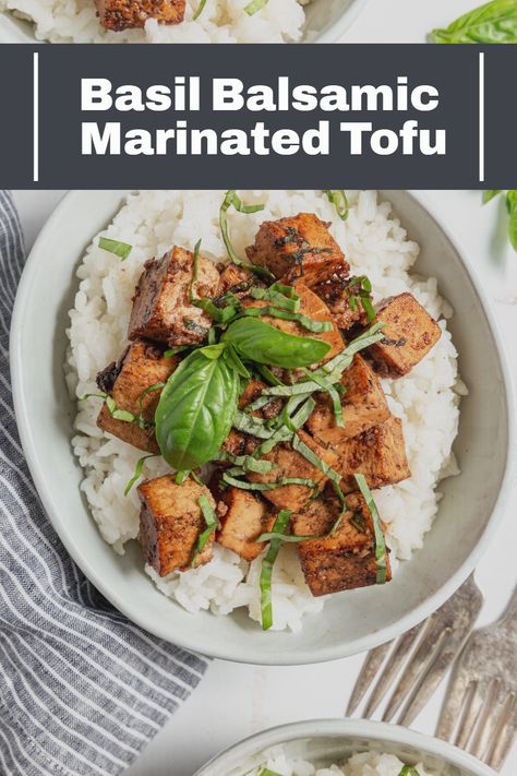 Basil Balsamic Marinated Tofu is a protein-packed tofu dish that features fresh summer basil. This maple syrup and balsamic marinated tofu has a rich flavor with just six ingredients! ‍#best #plantbased #recipes #bestplantbasedrecipes #plantbasedmealseasy #easy #meals #diet #recipes #plantbaseddietrecipes #veganrecipesdinnerplantbased #veganrecipes #plantbasedmealideas #ideas #plantbasedveganrecipes #plantbasedvegan #healthy Salt Free Recipes, Plant Based Recipes Dinner, Healthy Baked Chicken, Plantbased Recipes, Marinated Tofu, Plant Based Diet Recipes, Plant Based Dinner, Tofu Dishes, Chili Recipe Easy