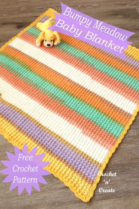 FREE CROCHET PATTERN for bumpy meadow baby blanket, I have used a self-striping yarn. #crochetbabyblanket #crochetblanket Lion Brand Mandala Yarn, Self Striping Yarn, Free Baby Blanket Patterns, Mandala Yarn, Baby Blankie, Crochet Baby Blanket Free Pattern, Easy Crochet Baby Blanket, Crochet Stitches For Blankets, Crochet Pillows