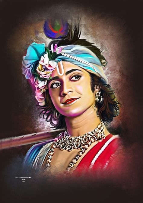 Radha Krishna Beautiful Painting, Watercolor Portraits Indian, Lord Krishna Portrait, Bhakti Photo, Krishna Portrait, Lord Krishna Sketch, Krishna Sketch, Wedding Caricature, Bengali Art