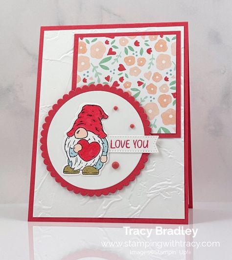 Gnome Valentine Cards Handmade, Su Friendly Gnomes Cards, Friendly Gnomes Stampin Up Cards, Stampin Up Friendly Gnomes, Stampin Up Gnomes, Gnome Valentine Card, Friendly Gnomes, Kindest Gnomes, Valentine Cards To Make