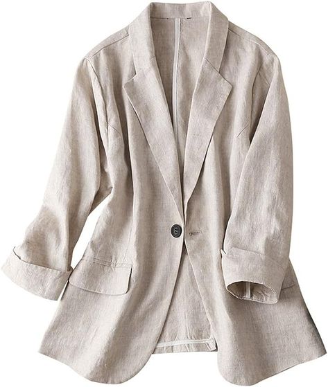 Absolutely perfect for fall season! Linen Suits Women, Ladies Suit, Formal Blazer, Beige Blazer, Suit Coat, Linen Suit, Linen Jacket, Casual Blazer, Linen Blazer