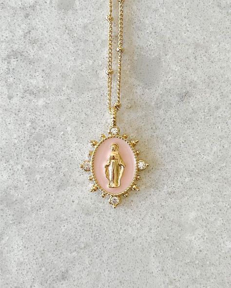 All Posts • Instagram Pretty Pendant Necklace, Christian Necklace For Women, Holy Jewelry, Pink Necklace Jewelry, Catholic Jewelry Necklace, Dope Jewelry Accessories, Virgin Mary Pendant, Mary Necklace, Virgin Mary Necklace