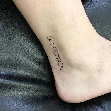 Cool Roman Numeral Tattoo, Numeral Tattoo Ideas, Roman Numeral Tattoo Ideas, Running Tattoo, Roman Numeral Tattoo, Tattoo Ankle, Numeral Tattoo, Roman Numerals Dates, Arrow Tattoo Design