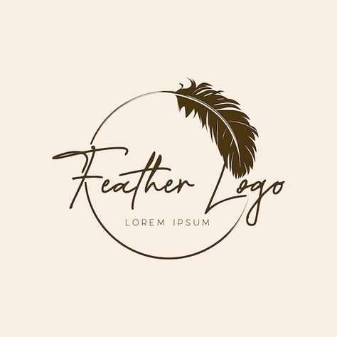 Logo Writing Design, Feather Logo Design Ideas, Mint Landscaping, Craft Logo Design Handmade, Feather Branding, Feather Design Logo, Ink Logo Design, Feather Pen Logo, Writing Logo Design