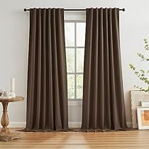 Brown Linen Curtains Living Room, Brown Drapes Living Room, Brown Linen Curtains, Dark Brown Curtains, Light Brown Curtains, Brown Curtains Living Room, Patio Sliding Door, Textured Curtains, Door Living Room