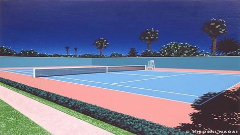 Tennis Wallpaper, Hiroshi Nagai, Tennis Design, Retro Tennis, Tennis Posters, Tennis Art, Retro Pastel, City Pop, Vaporwave Art