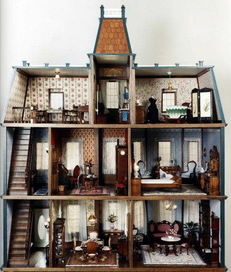 • Come Home • Victorian Dollhouse Furniture, Victorian Doll House, Dollhouse Interiors, Dollhouse Inspiration, Antique Dollhouse, Doll House Ideas, Doll House Plans, Doll House Crafts, Victorian Dollhouse