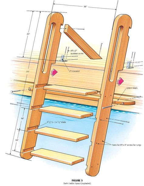 Loft Ladder Ideas, Build A Loft, Wooden Step Ladder, Ship Ladder, Free Shed Plans, Diy Ladder, Pool Ladder, Loft Stairs, Dock Ladder