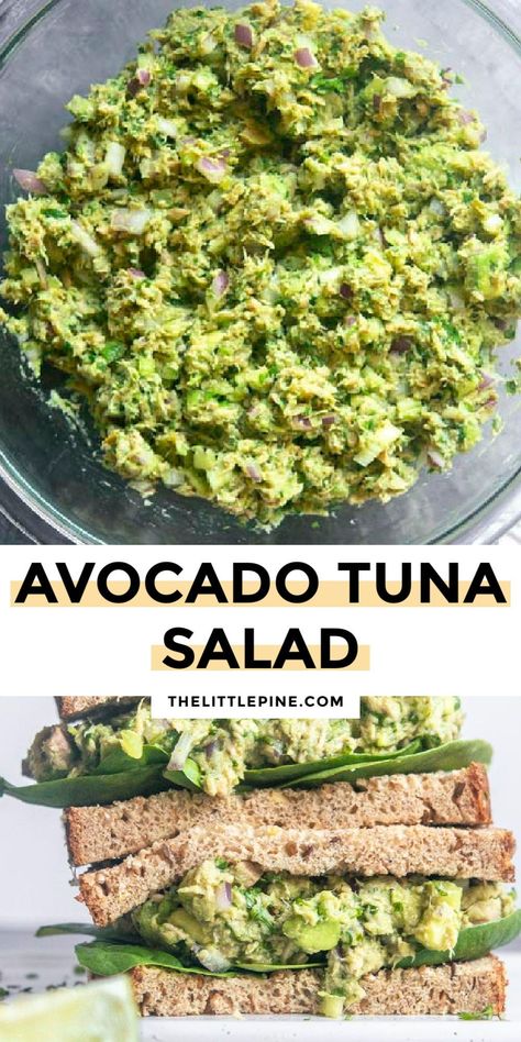 *NEW* This creamy, decadent avocado tuna salad has a refreshing pop of flavor that satisfies hunger and fuels your body without weighing you down!!! #avocadotunasalad #ketoavocadotunasalad #lowcarbavocadotunasalad #keto #lowcarb Avocado Tuna, Tuna Salad Keto Recipes, Avocado And Tuna Recipes, Tuna In Salad, Tuna For Breakfast, Keto Salad, Tuna Salad No Mayo, Body Wraps Recipe, Chicken Salad Wrap Recipe